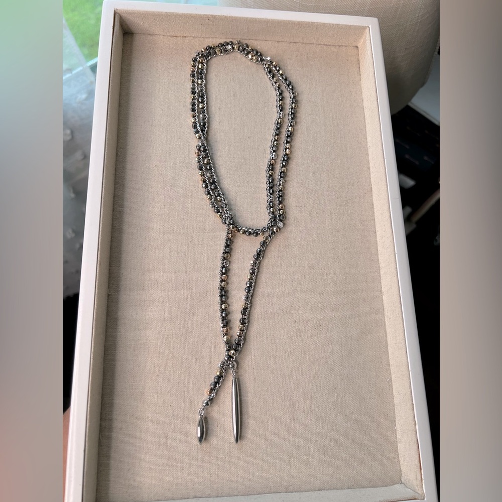 STELLA&DOT Zoe lariat, silver, mixed metal. - Picture 7 of 9